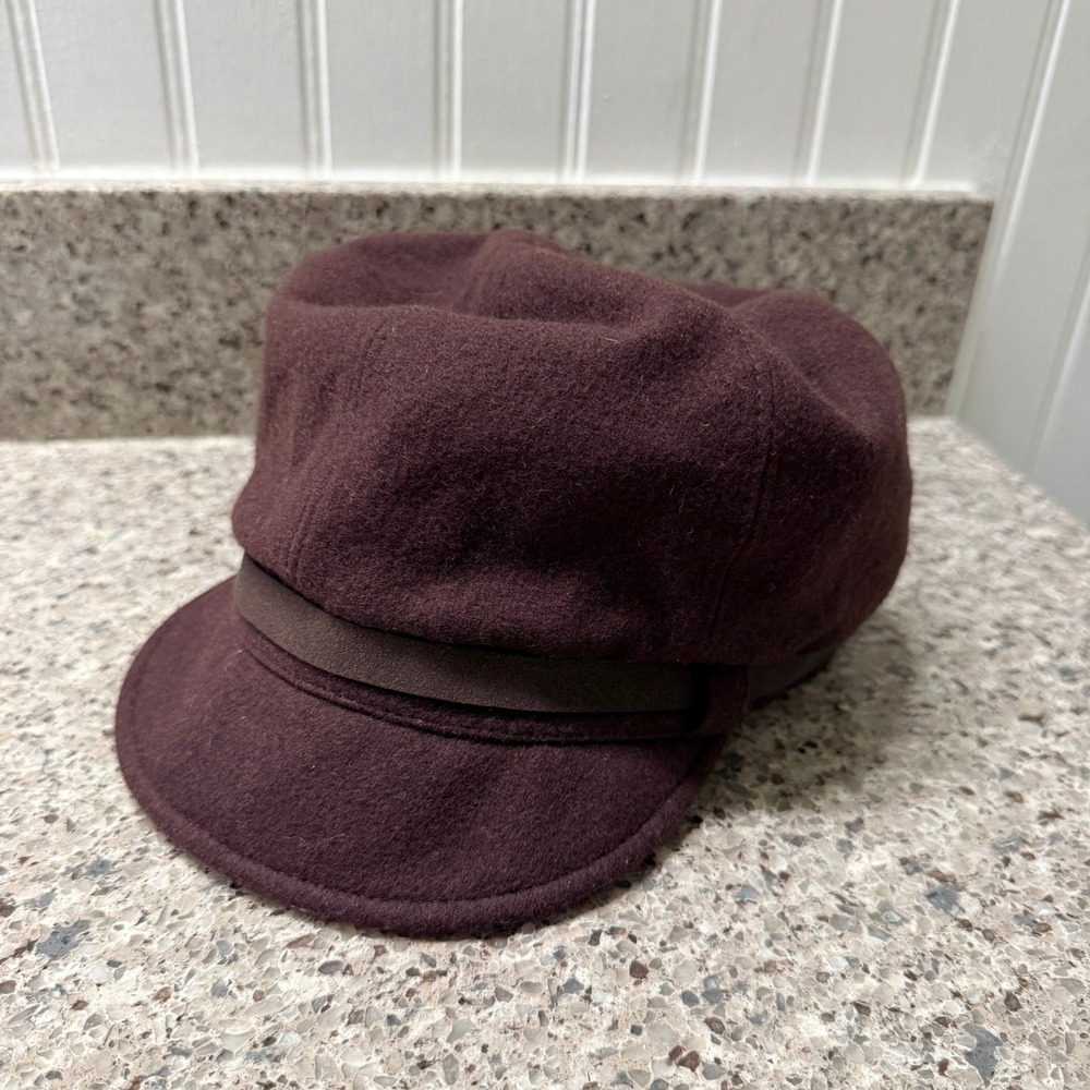 August Women Vintage Wool Blend Beaded Adjustable Newsboy Cap, Brown, OS